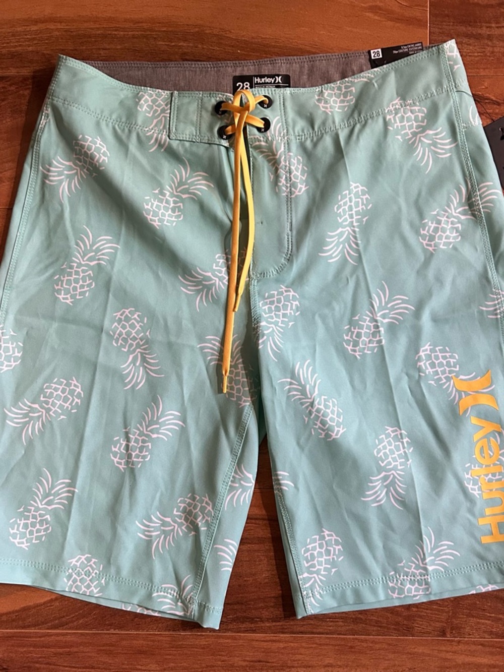 Hurley Mint Green Pineapple Boardshorts with Yellow Lace